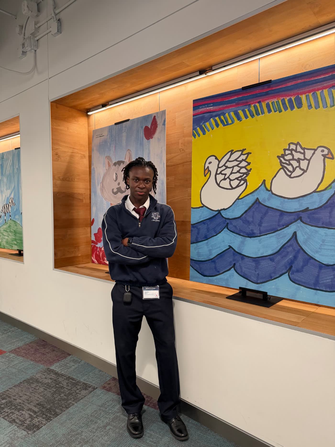 Ibrahim at St. Jude by patients' artwork